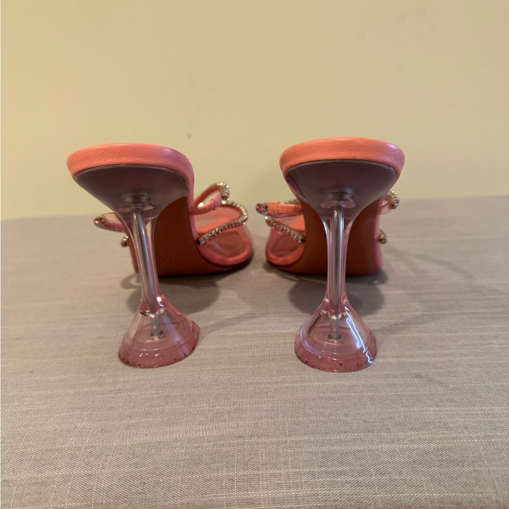 Amina Muaddi Gilda pink PVC/crystal heels size 40, fits a 9 - Picture 2 of 3